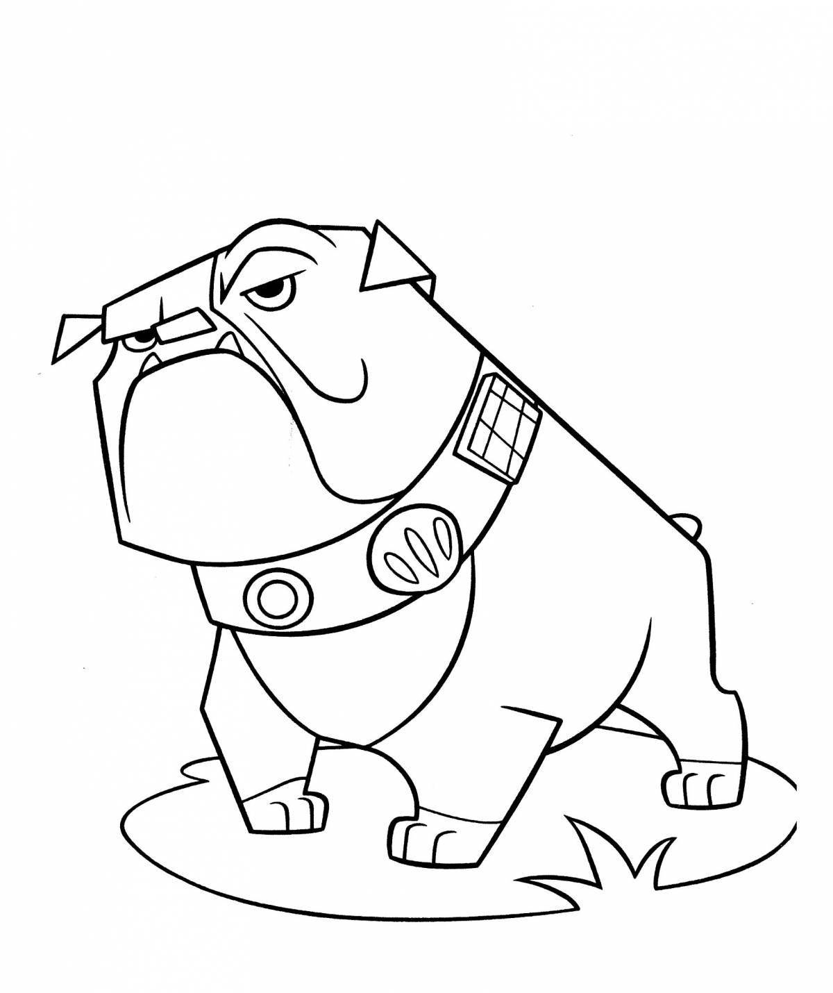 Colouring happy bulldog for kids