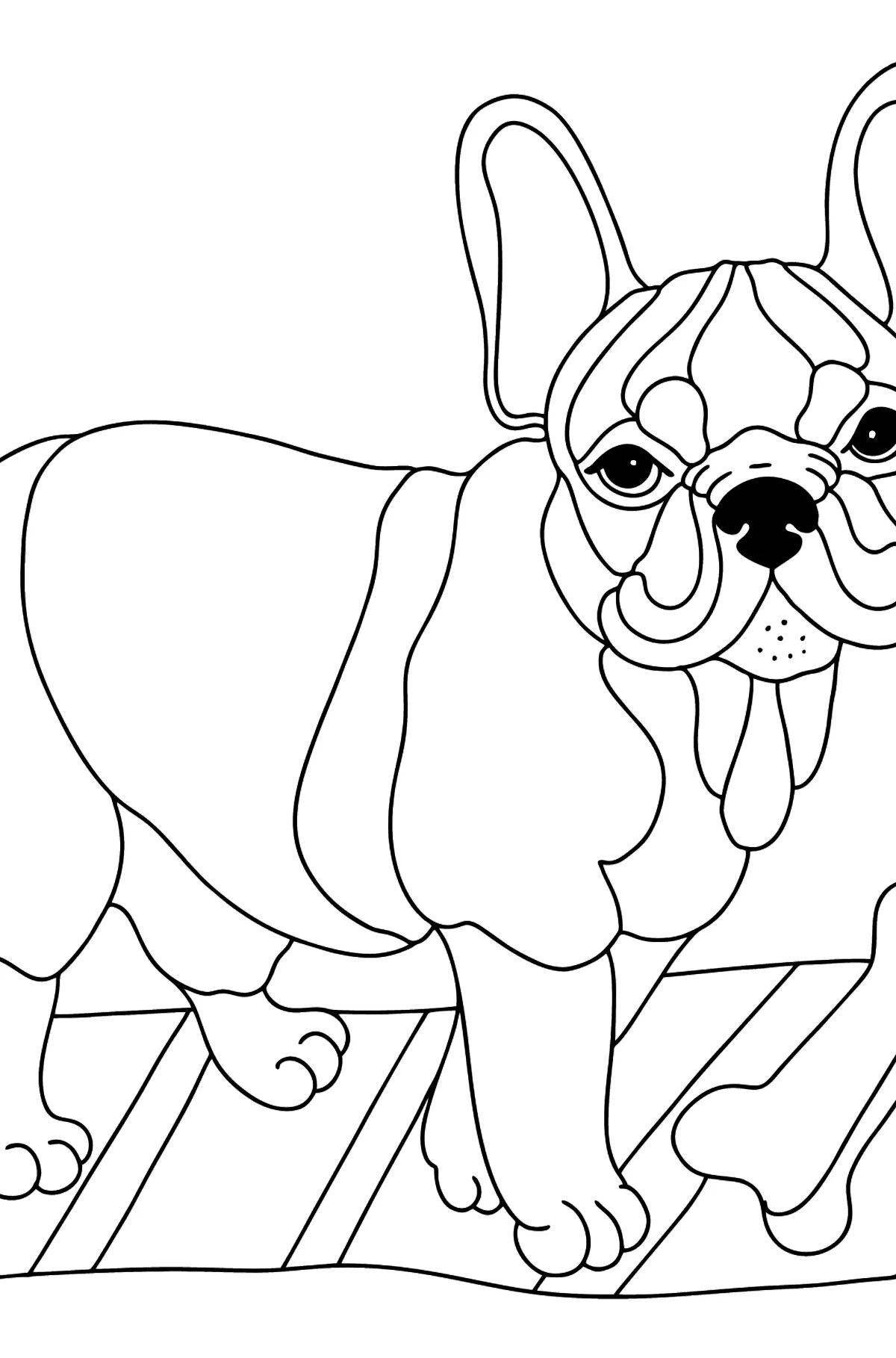 Naughty bulldog coloring book for kids