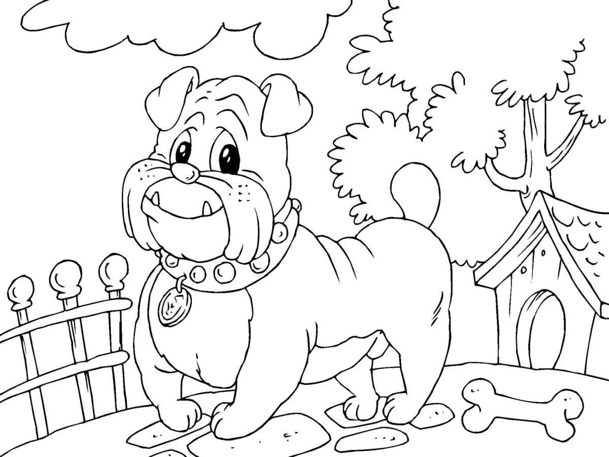 Funny bulldog coloring pages for kids