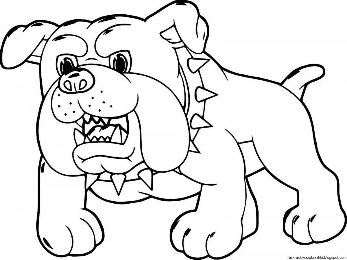 Coloring page of a sociable bulldog for kids