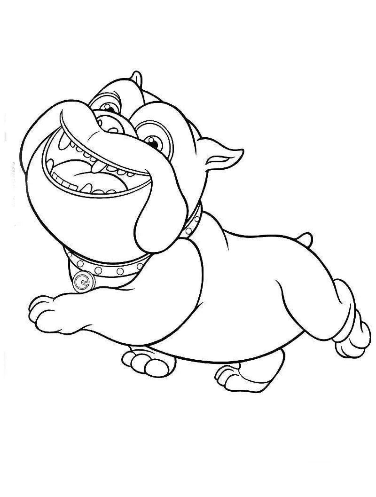 Wagging bulldog coloring page for kids