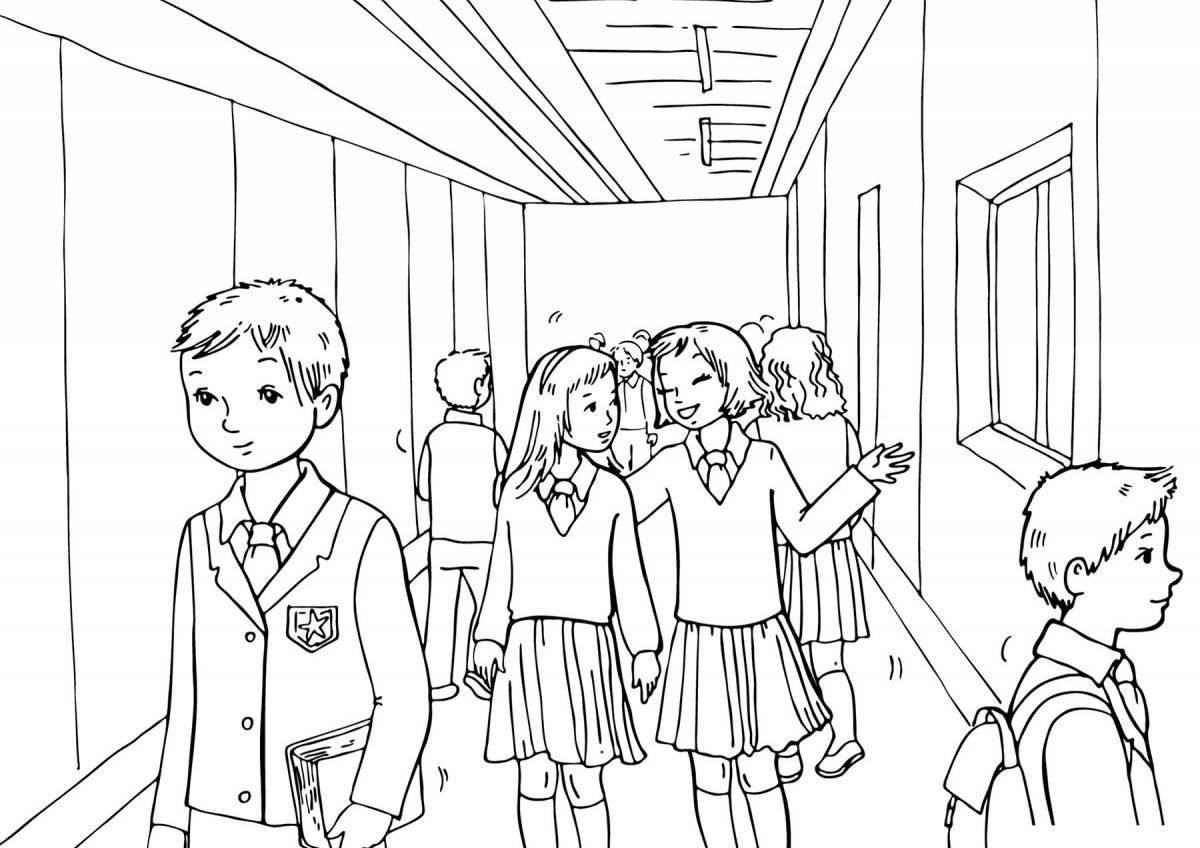 Взволнованные дети идут в школу