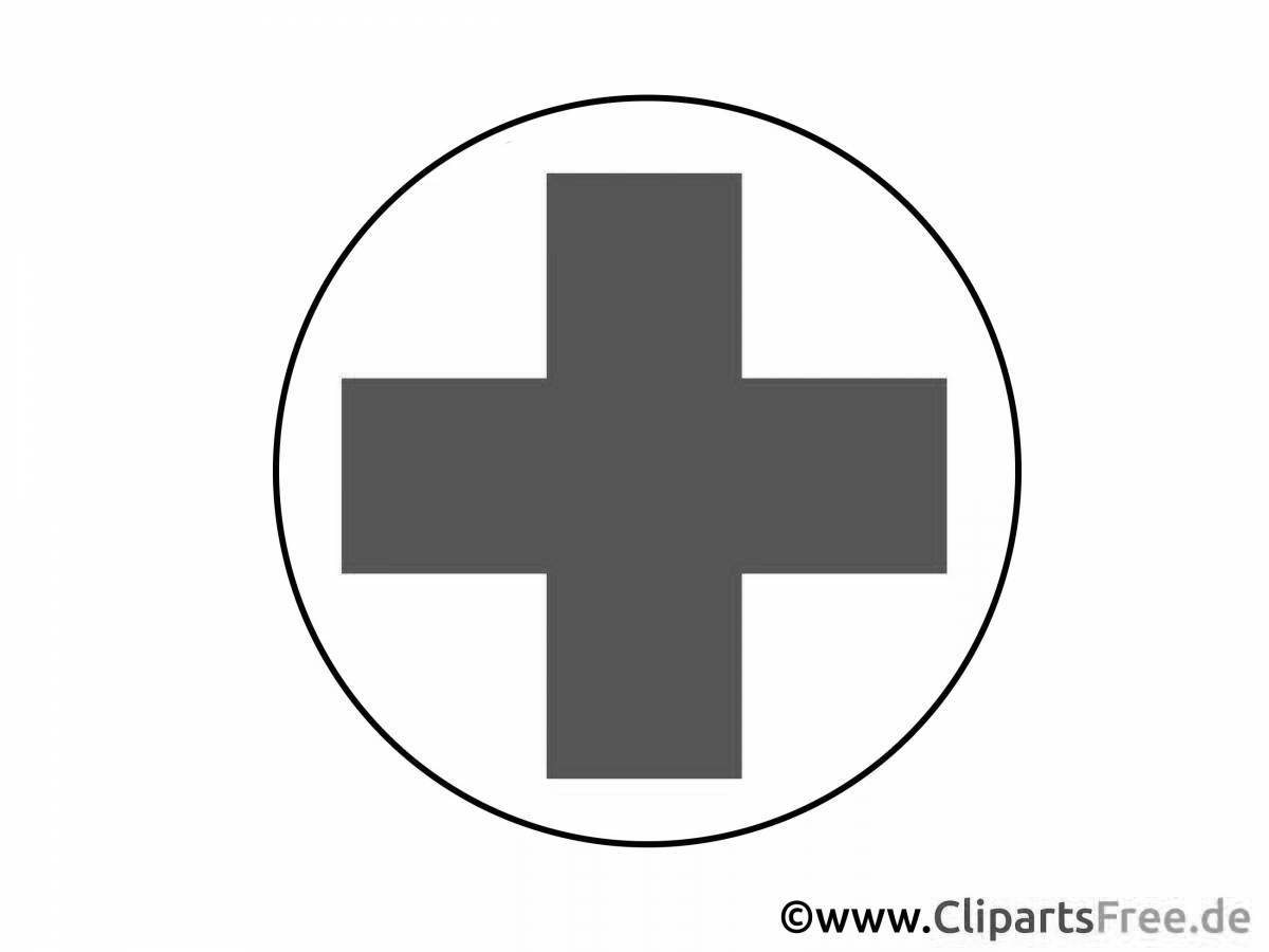 Coloring page cheerful medical aid sign