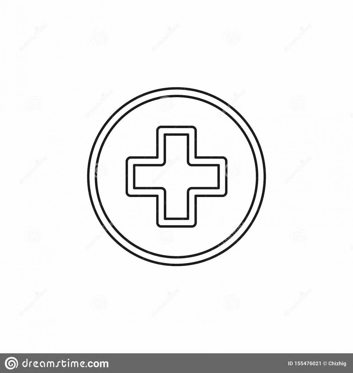 Attractive coloring book sign of medical aid