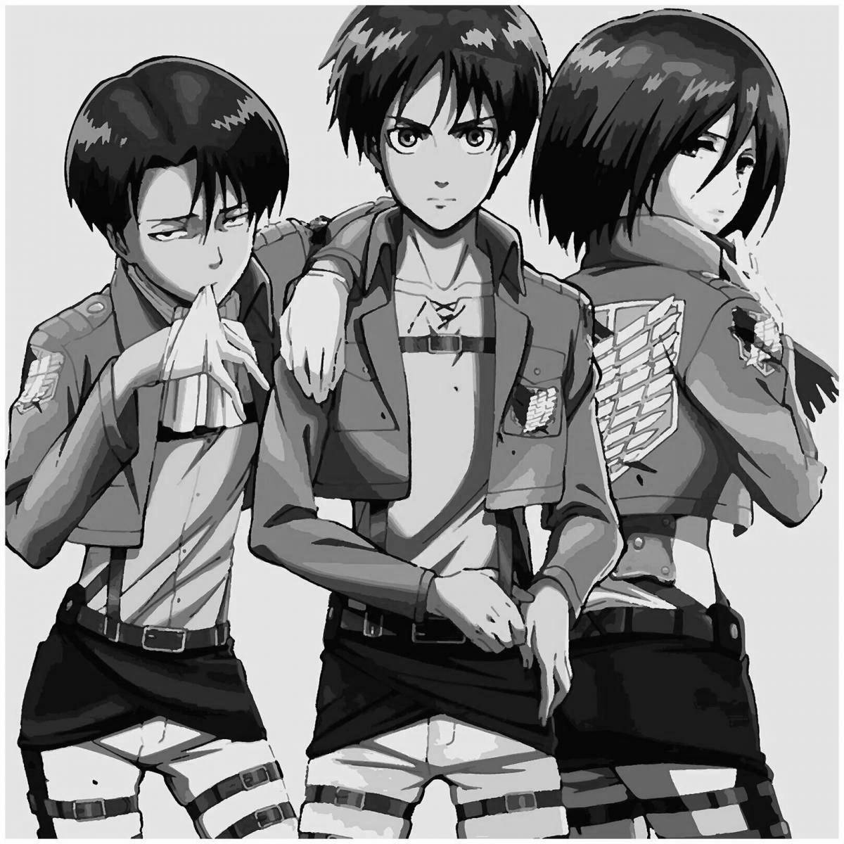 Чудесная раскраска атака титана по номерам