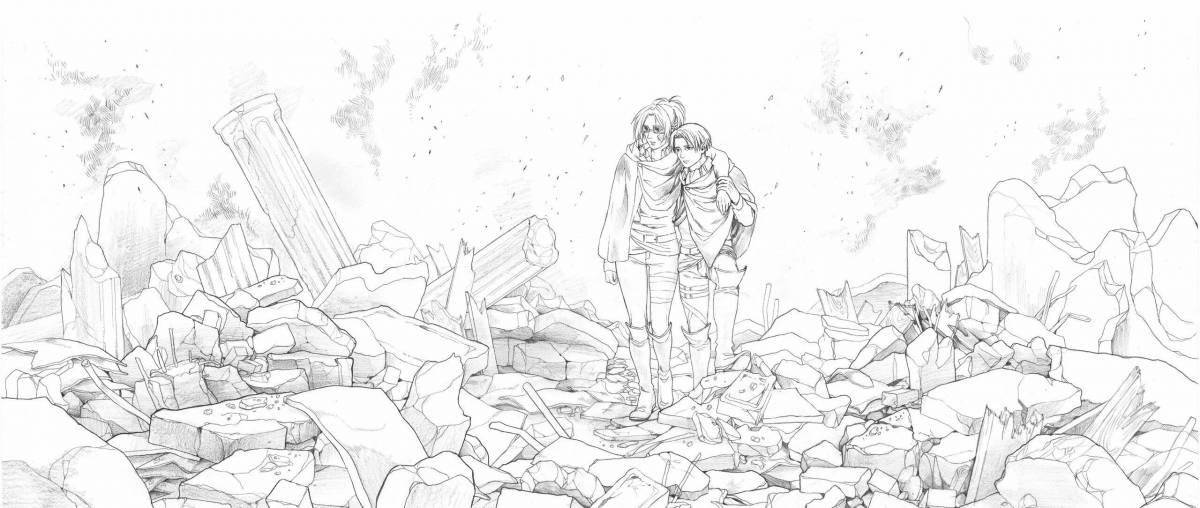 Грандиозная раскраска атака титана по номерам