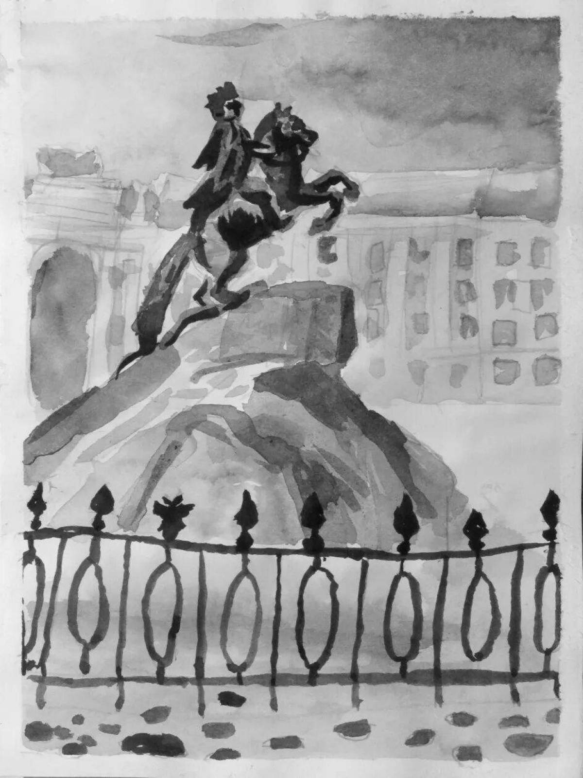 Раскраска царственный медный всадник для несовершеннолетних