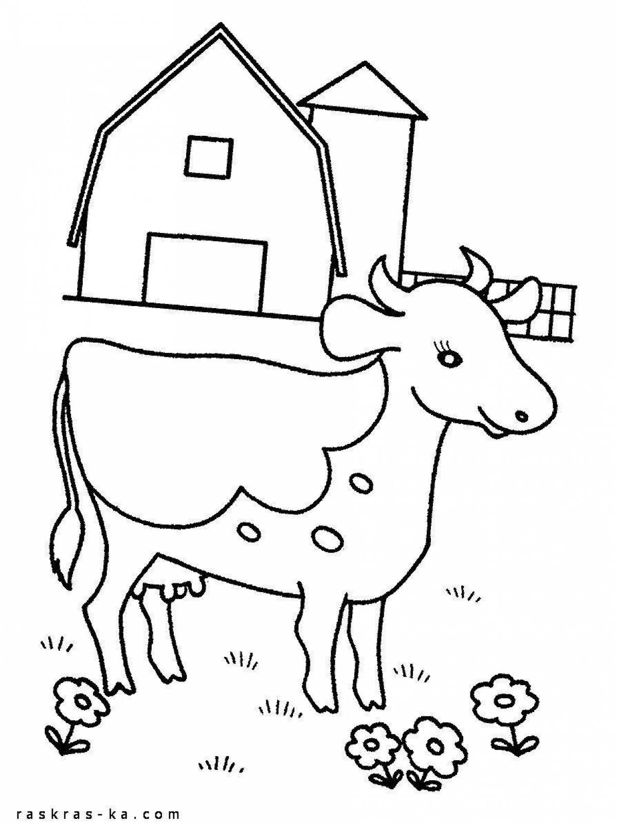 Playful country house coloring page for kids