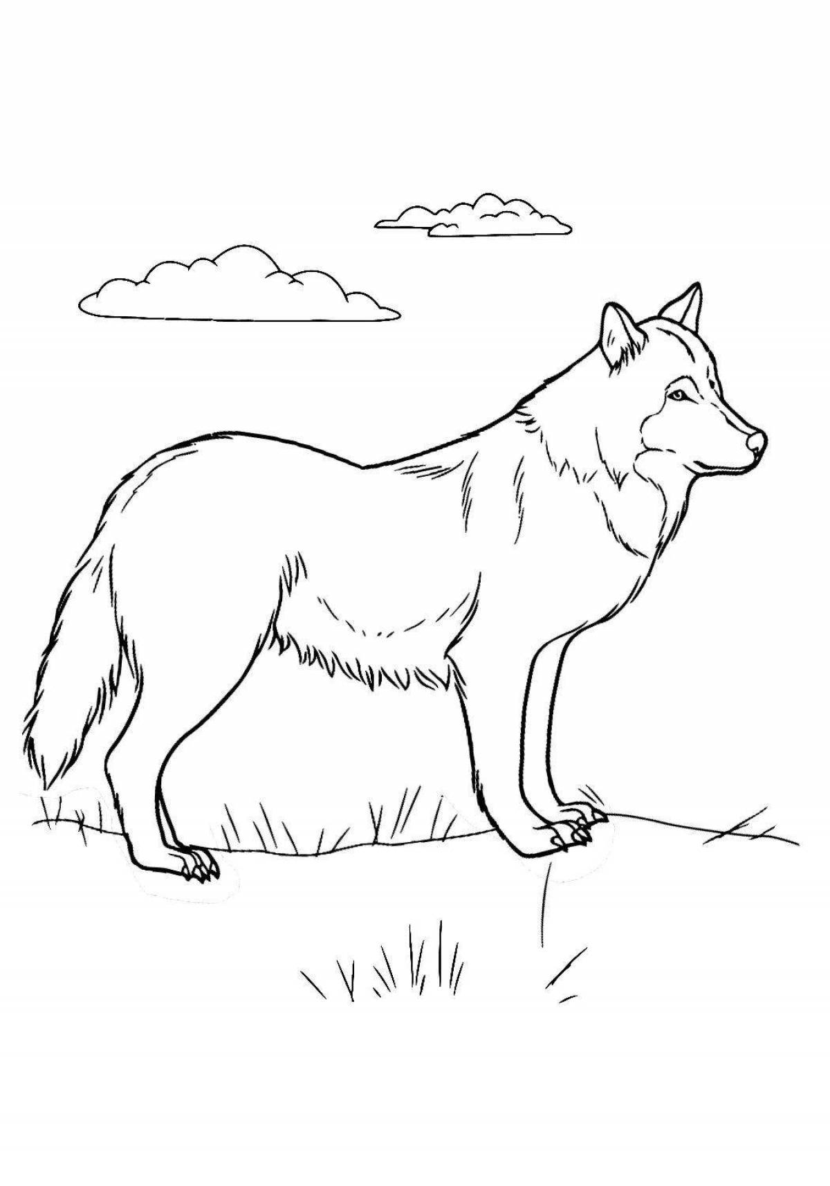Coloring majestic polar wolf for children