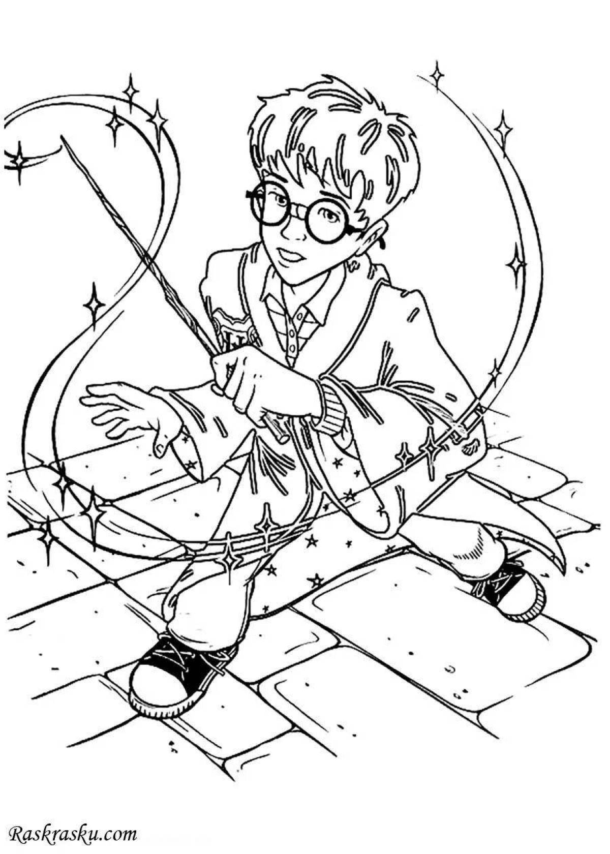 Harry Potter Magic Wand Coloring Page
