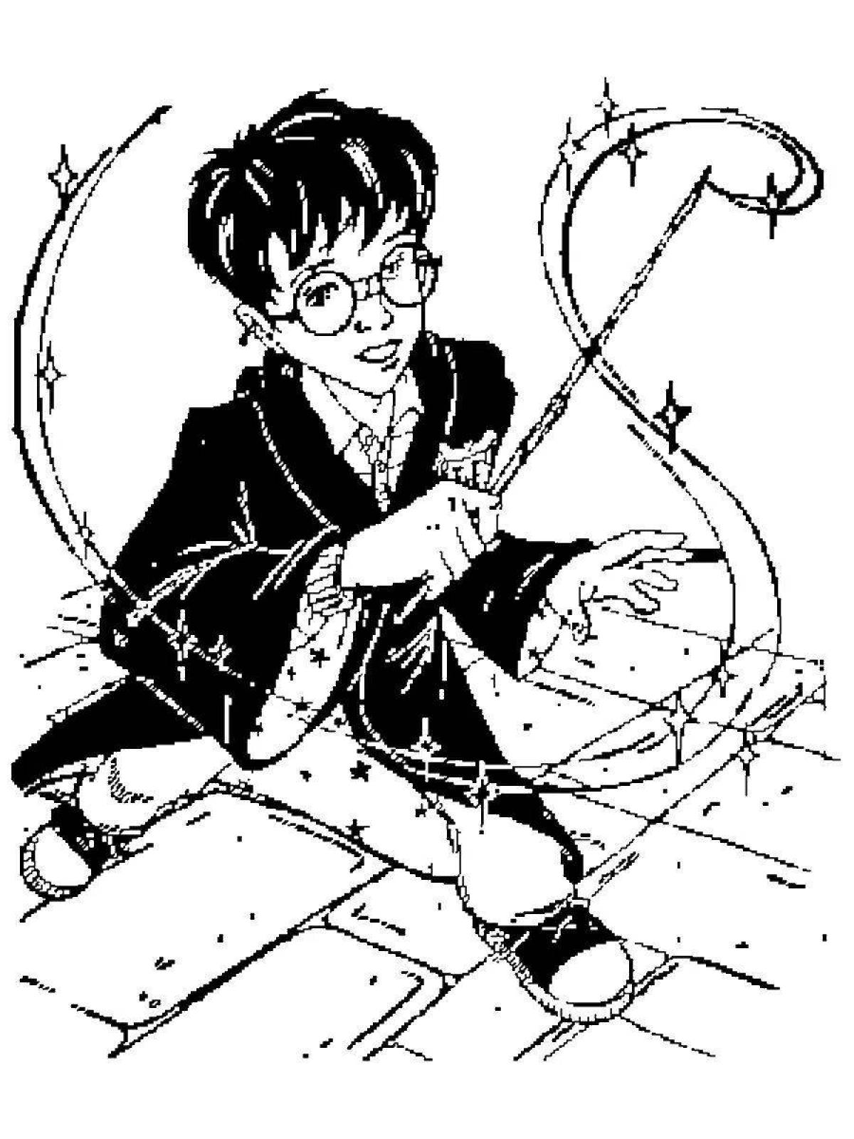 Grand coloring page harry potter wand