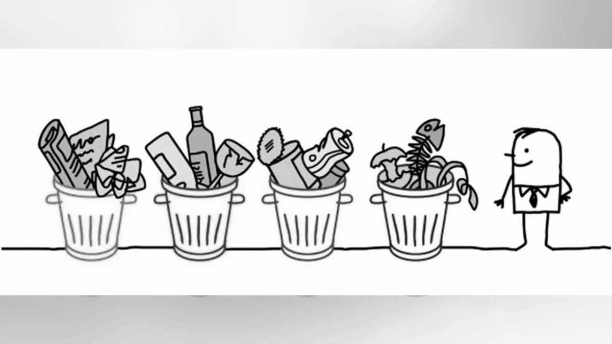 Bright waste sorting coloring page