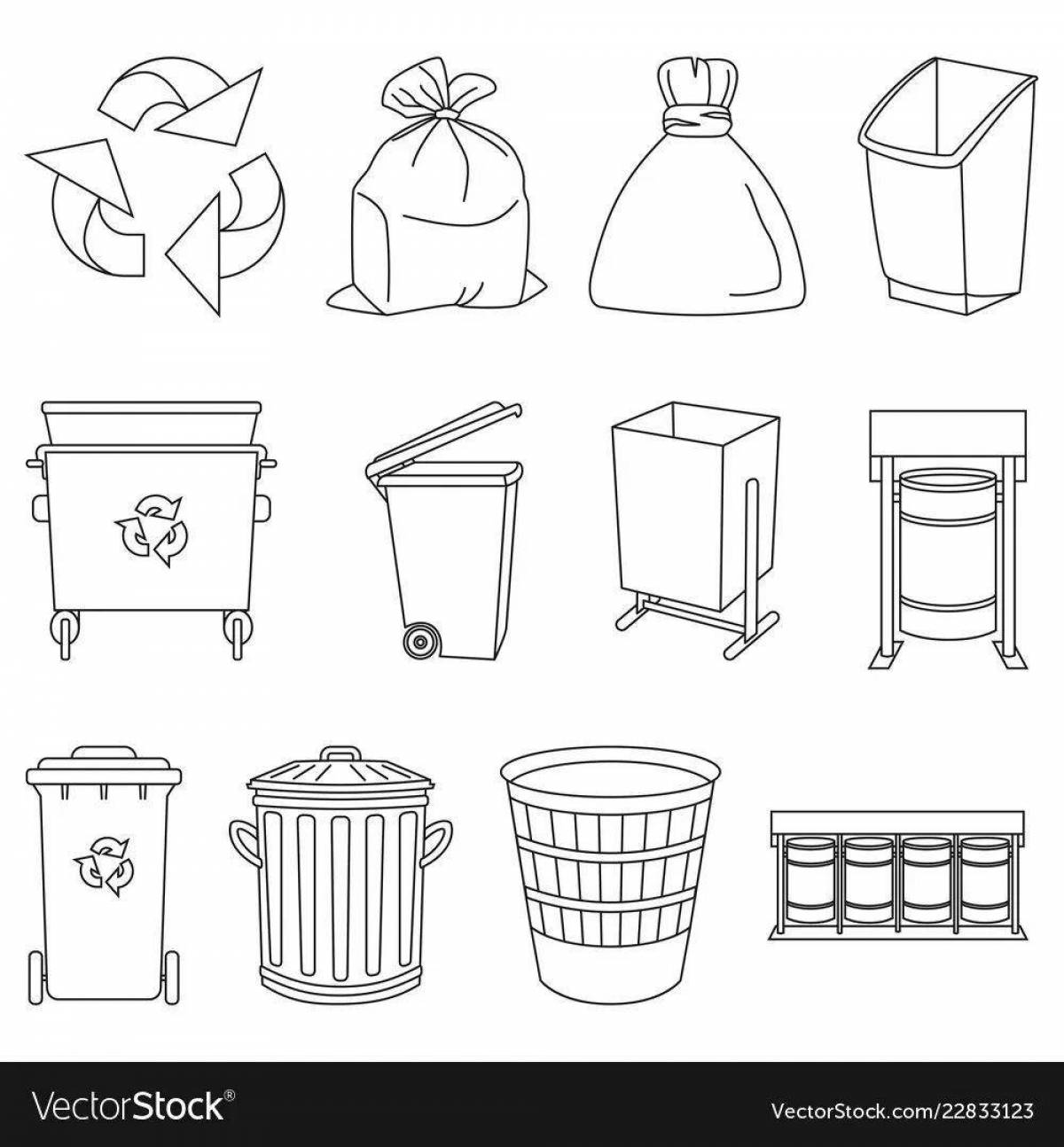 Fun sorting waste coloring book for kids