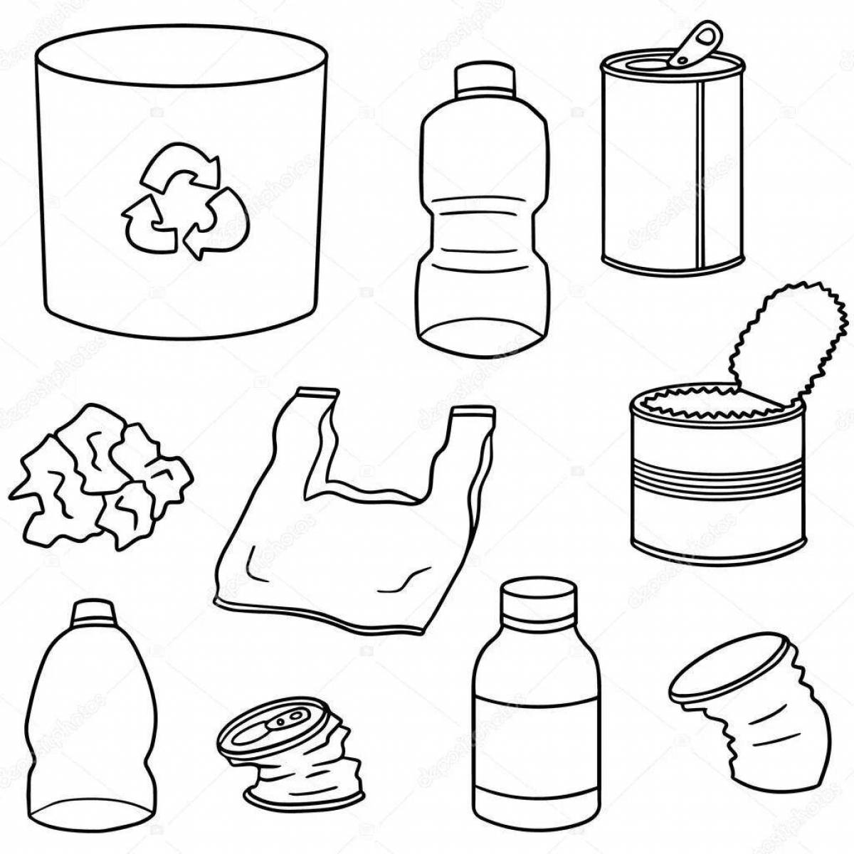 Coloring book on sorting waste for children