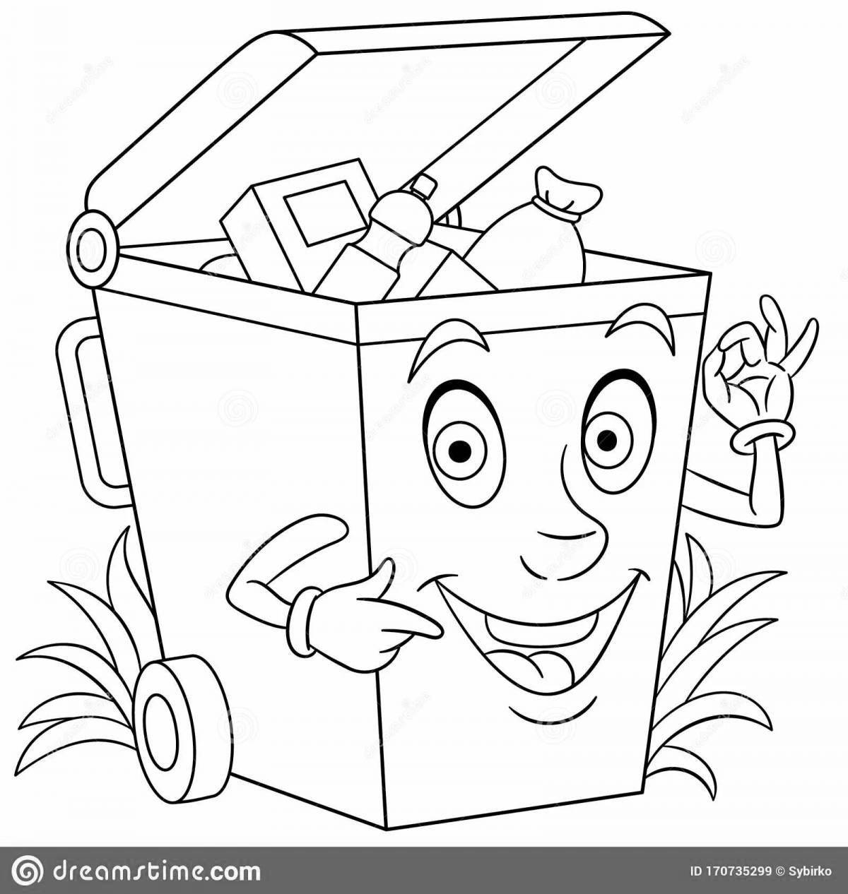 Яркая раскраска для детей по сортировке отходов