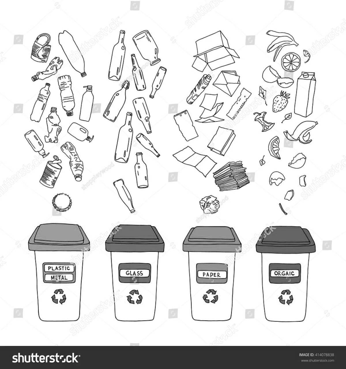 Увлекательная раскраска «сортировка мусора» для самых маленьких