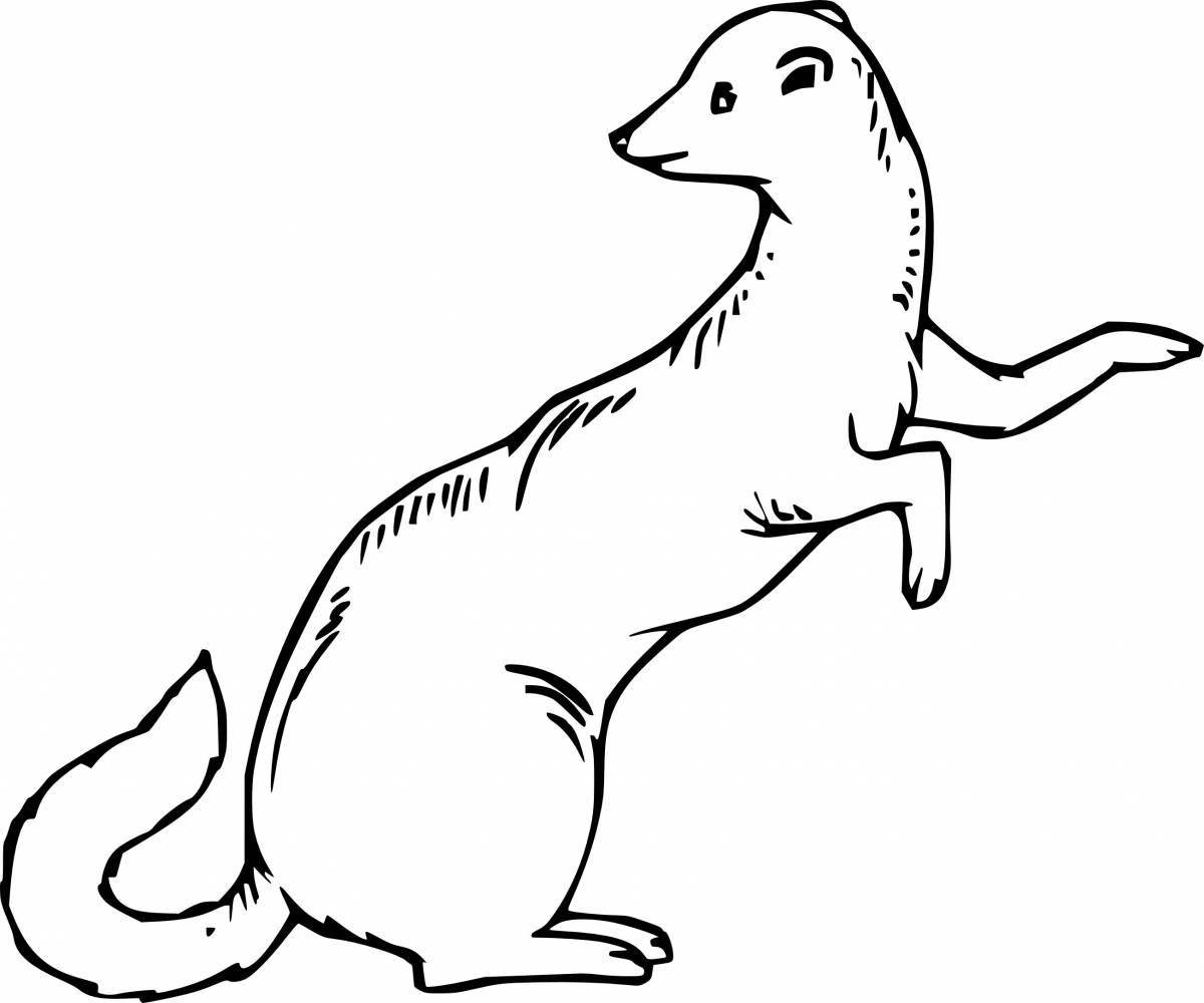 Coloring book cheerful ermine for children