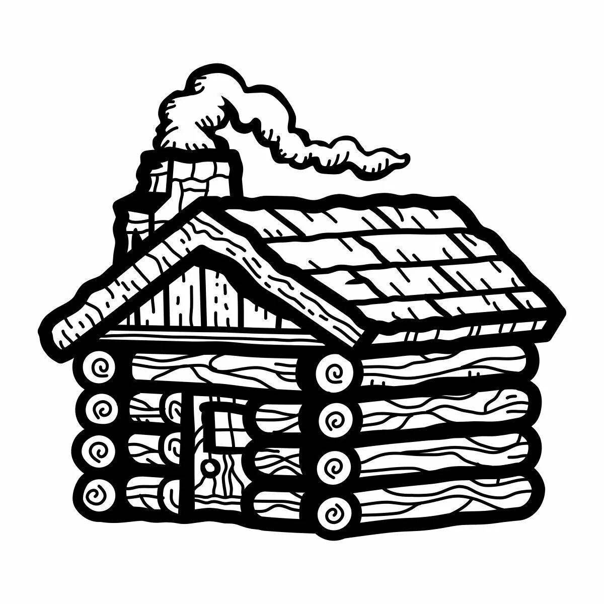 Gorgeous wooden house coloring book for kids