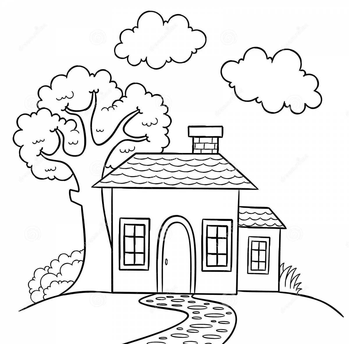 Photo Fairytale wooden house coloring book for kids