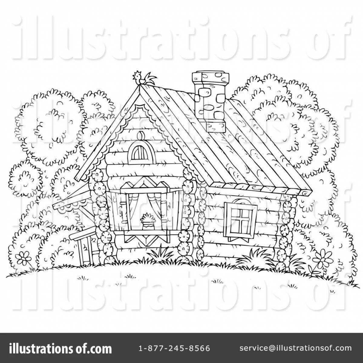 Photo Amazing wooden house coloring for kids