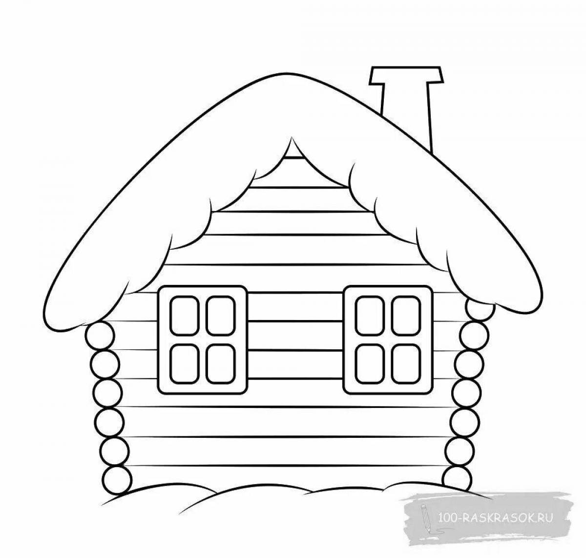 Wonderful wooden house coloring for kids