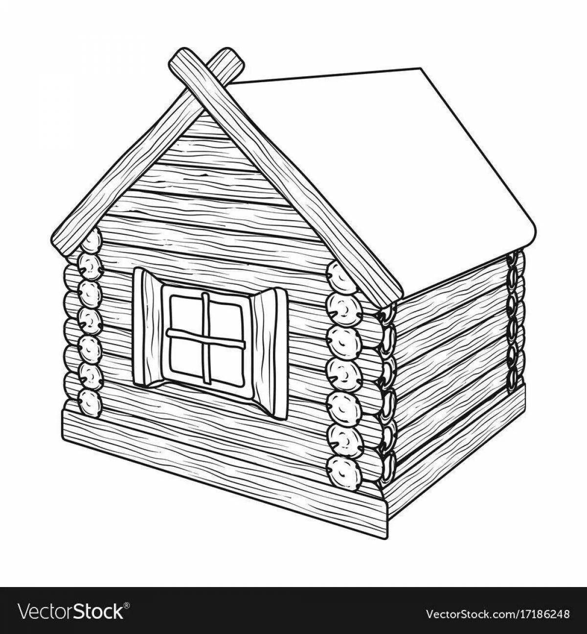 Charming wooden house coloring book for kids