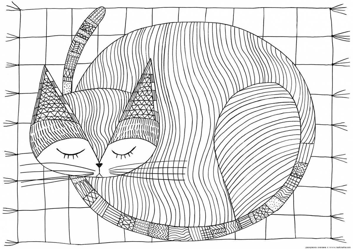 Glowing cat antistress coloring book for kids