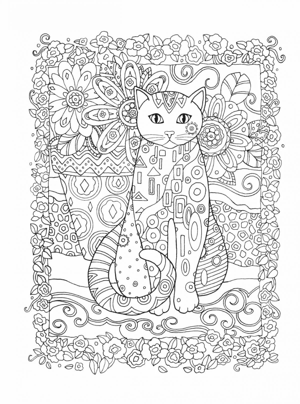 Coloring book sparkling antistress cat for kids