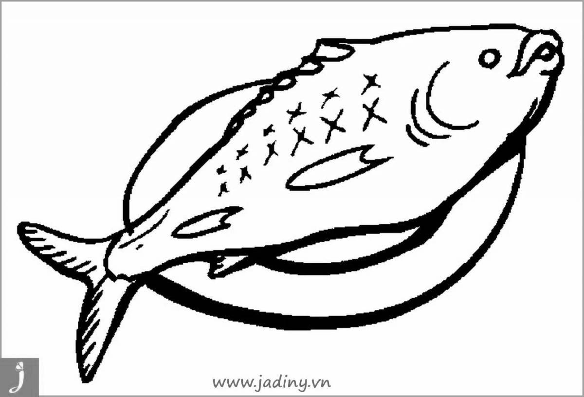 A fun coloring book of fish products for kids