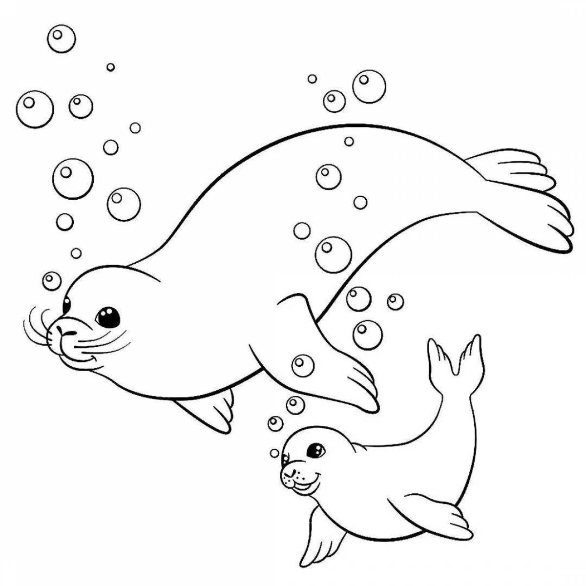 An entertaining coloring book of the Baikal seal for children