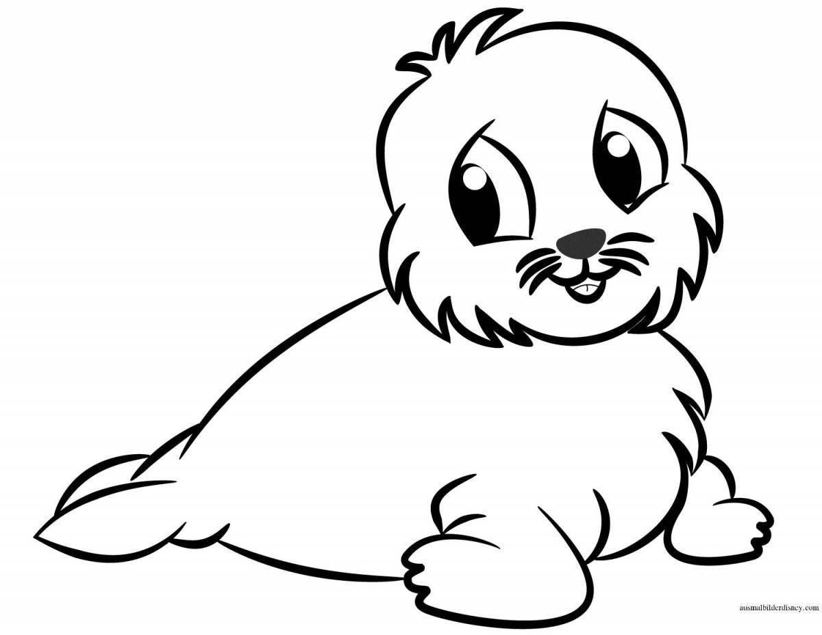 Live Baikal seal coloring book for kids