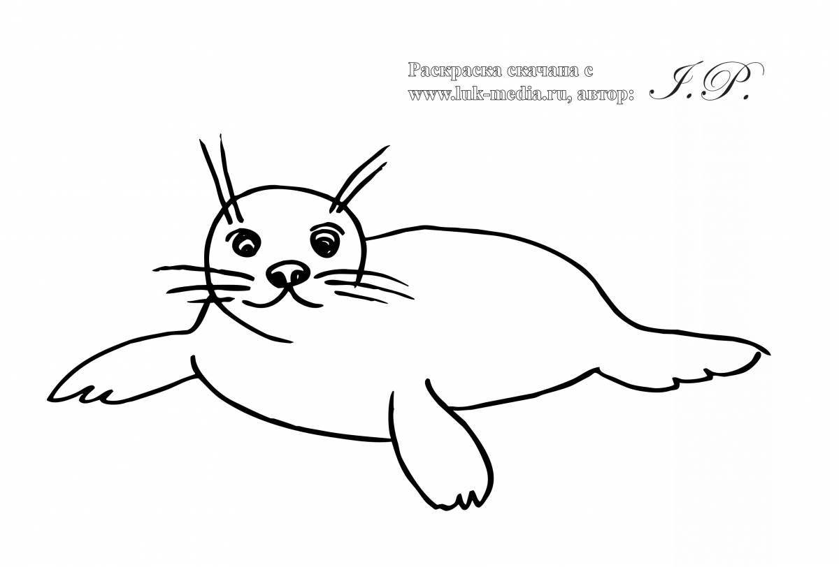 Colorful Baikal seal coloring book for kids