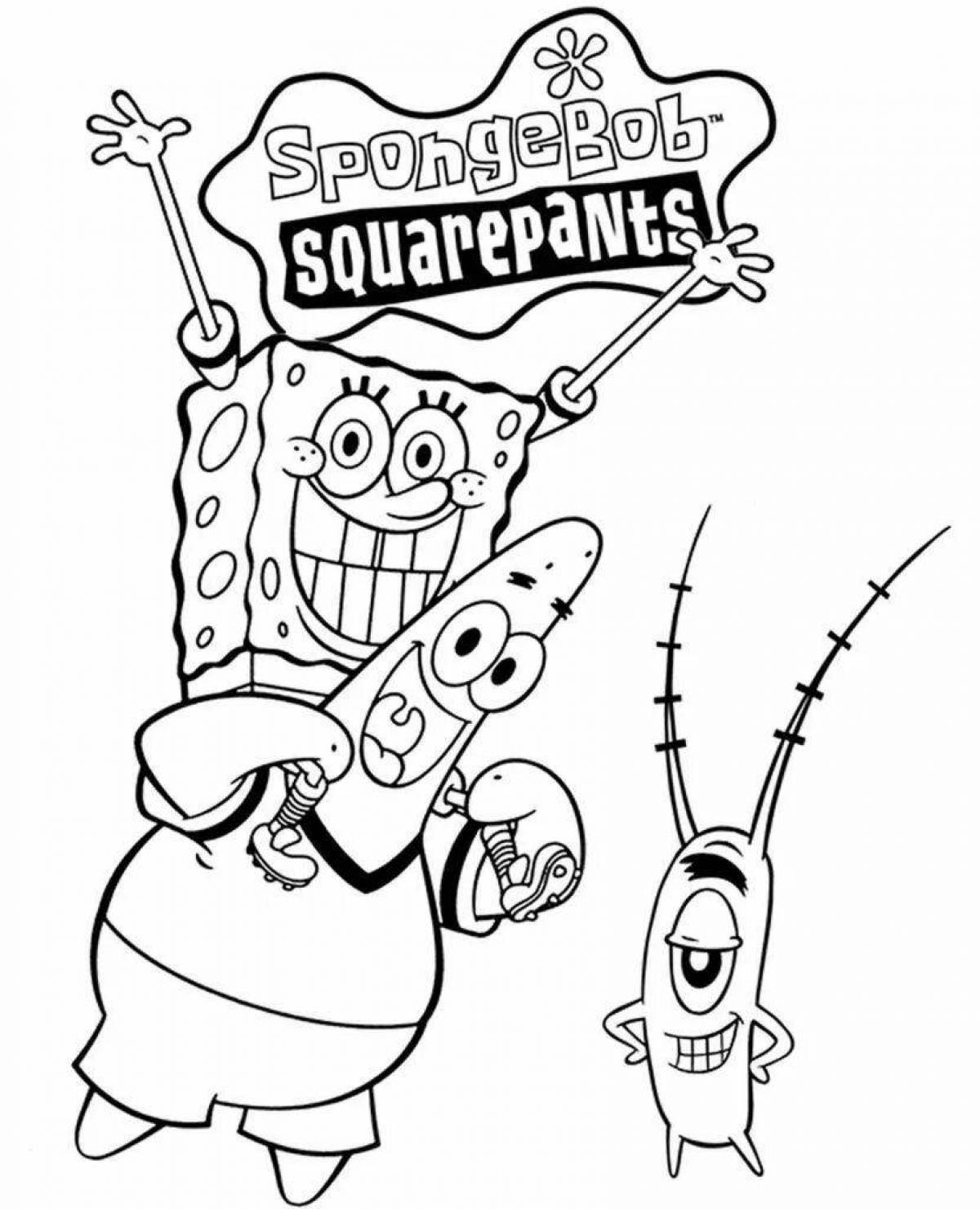 Joyful coloring spongebob plankton