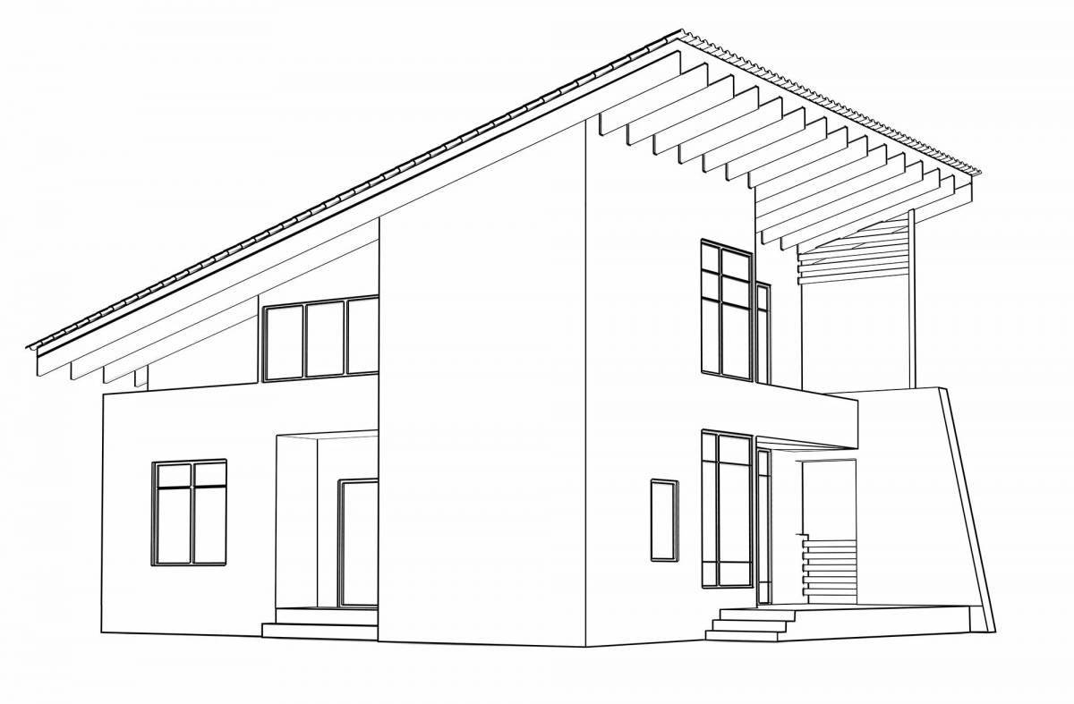Coloring page majestic modernist building