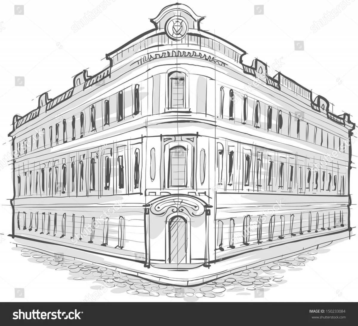 Photo Coloring book striking modernist building