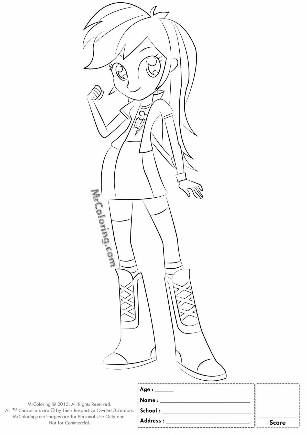 Photo Coloring equestria girl rainbow dash