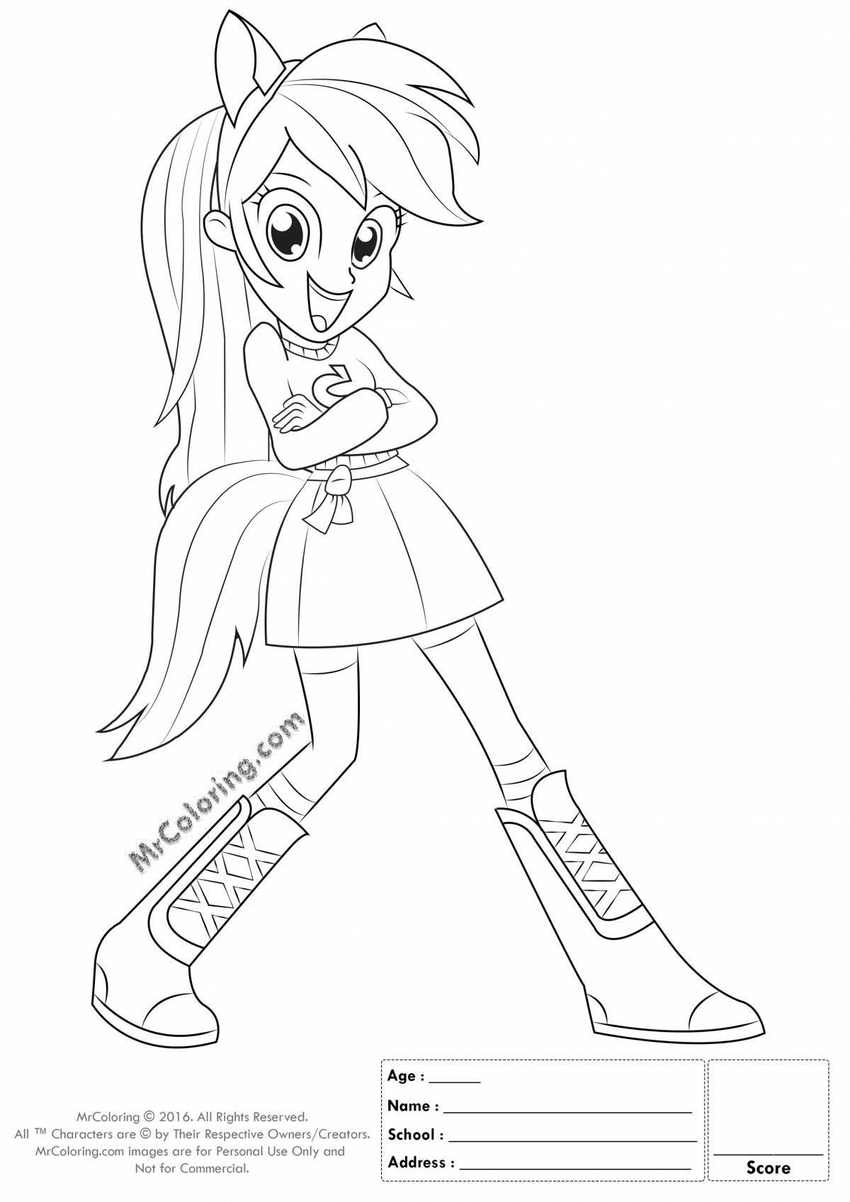 Equestria Girl Glamor Coloring Rainbow Dash