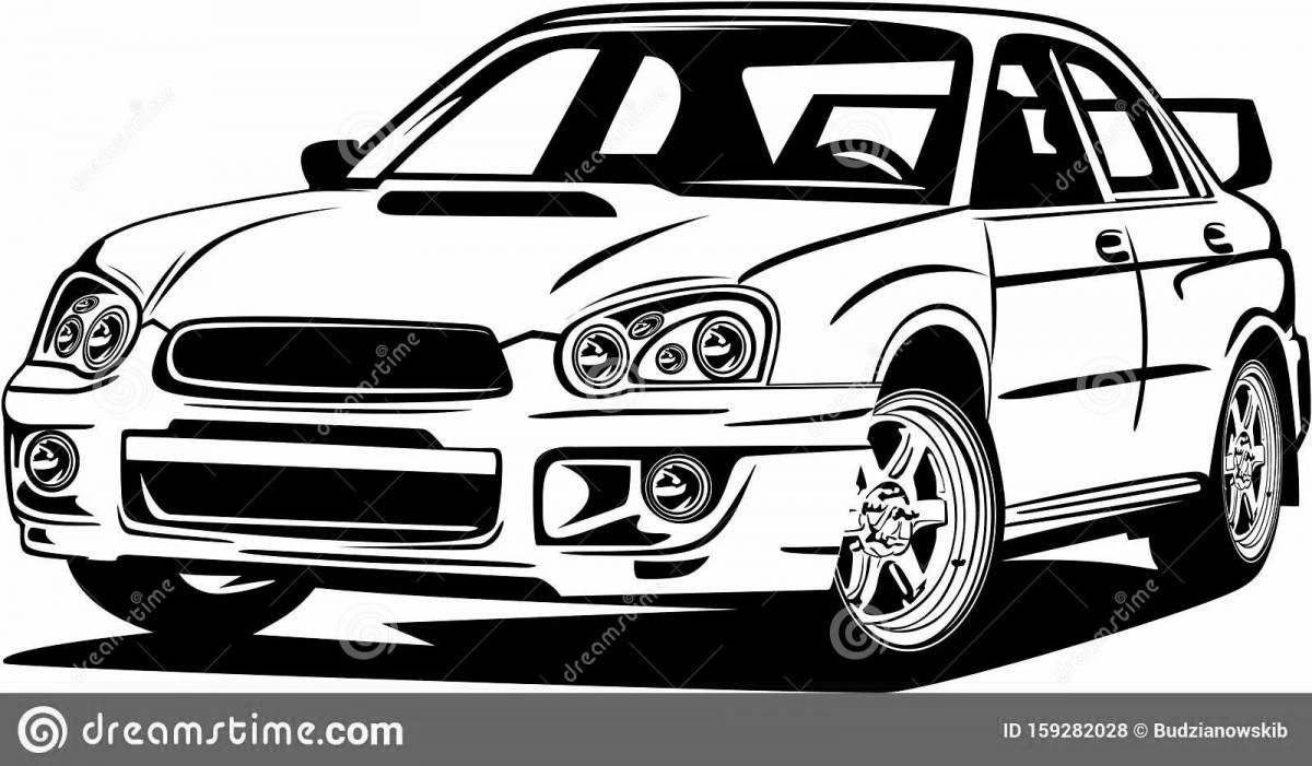 Playful subaru coloring page for kids