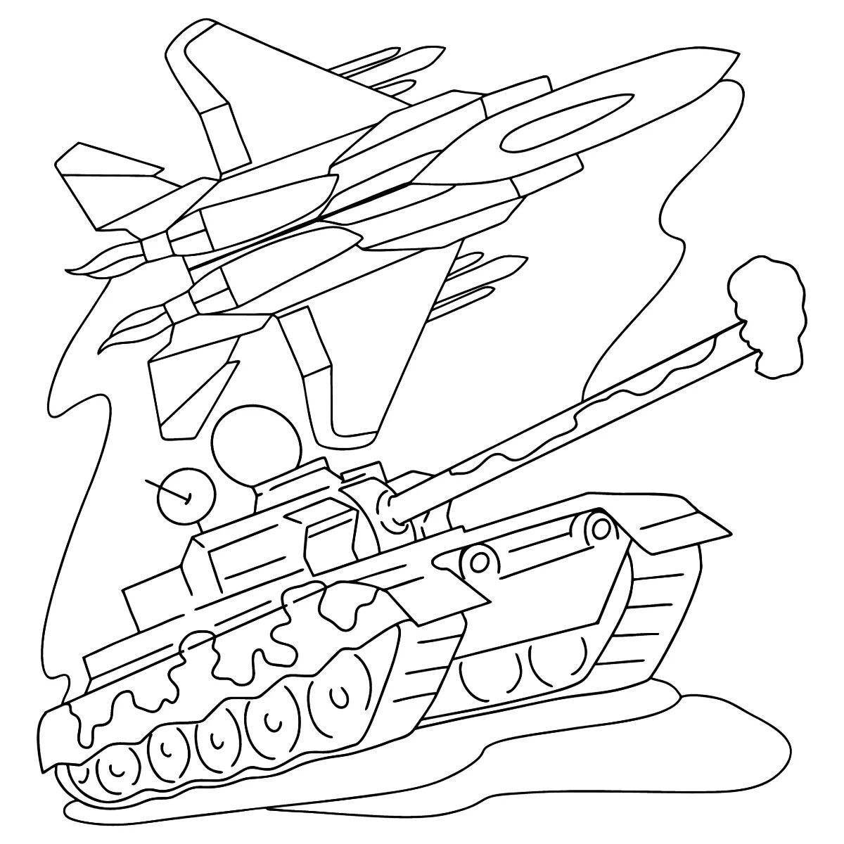 Glorious tanks and planes coloring pages for kids
