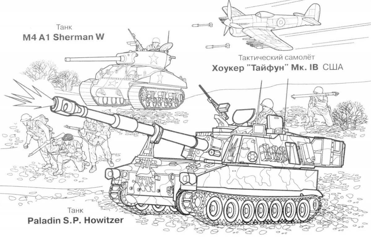 Adorable tanks and planes coloring book for kids