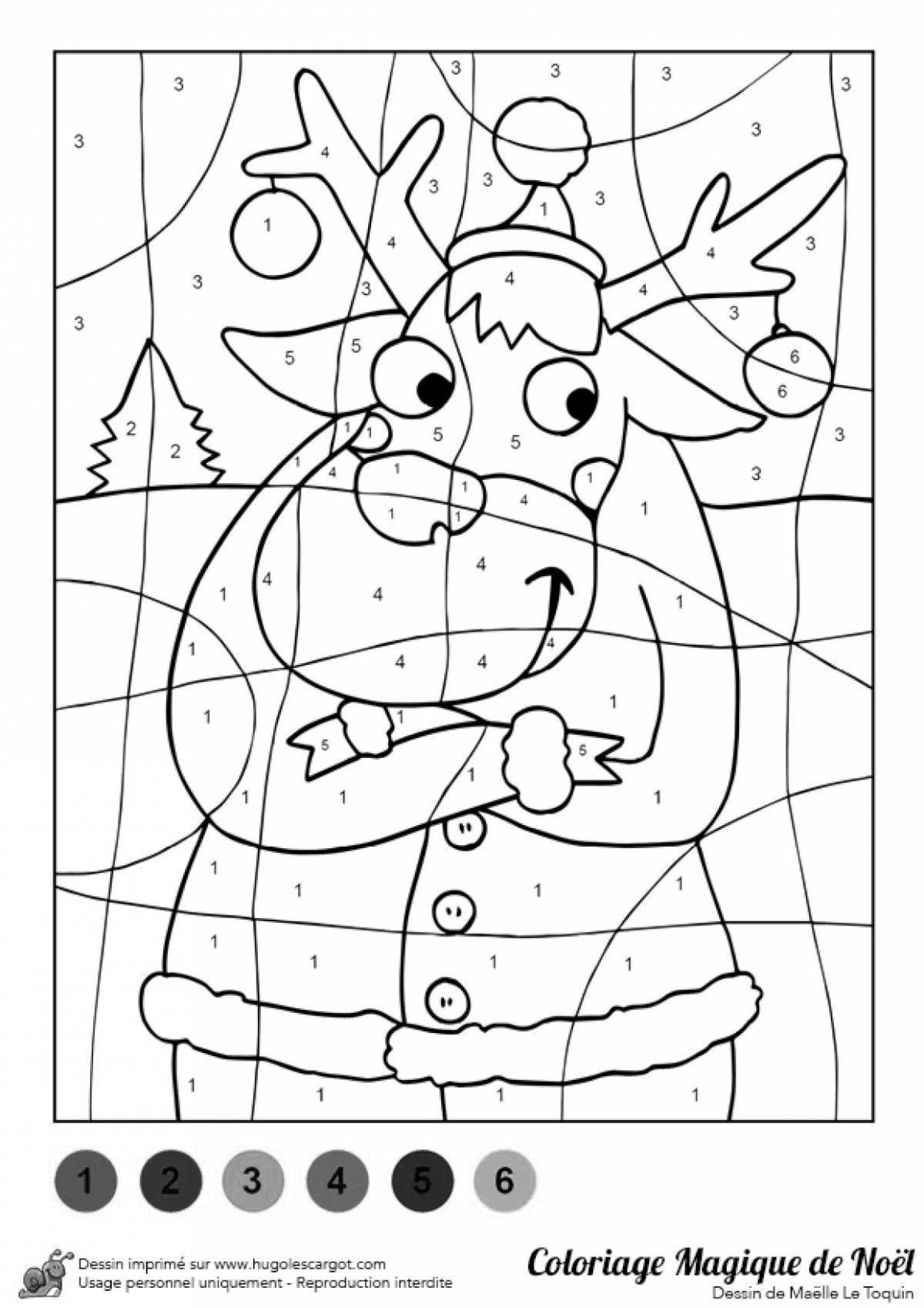 Joyful santa claus coloring by numbers