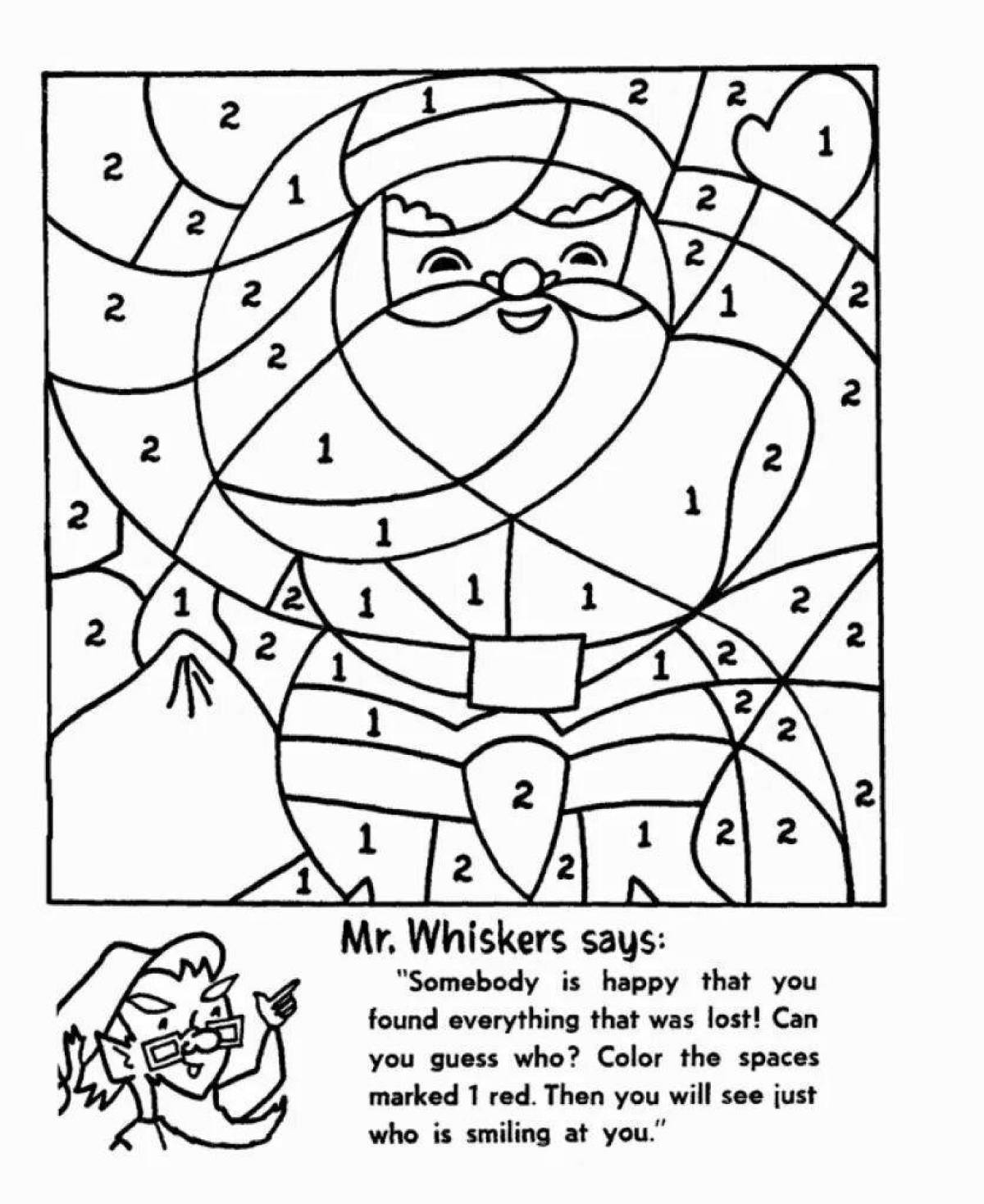 Яркий санта-клаус раскраска по номерам