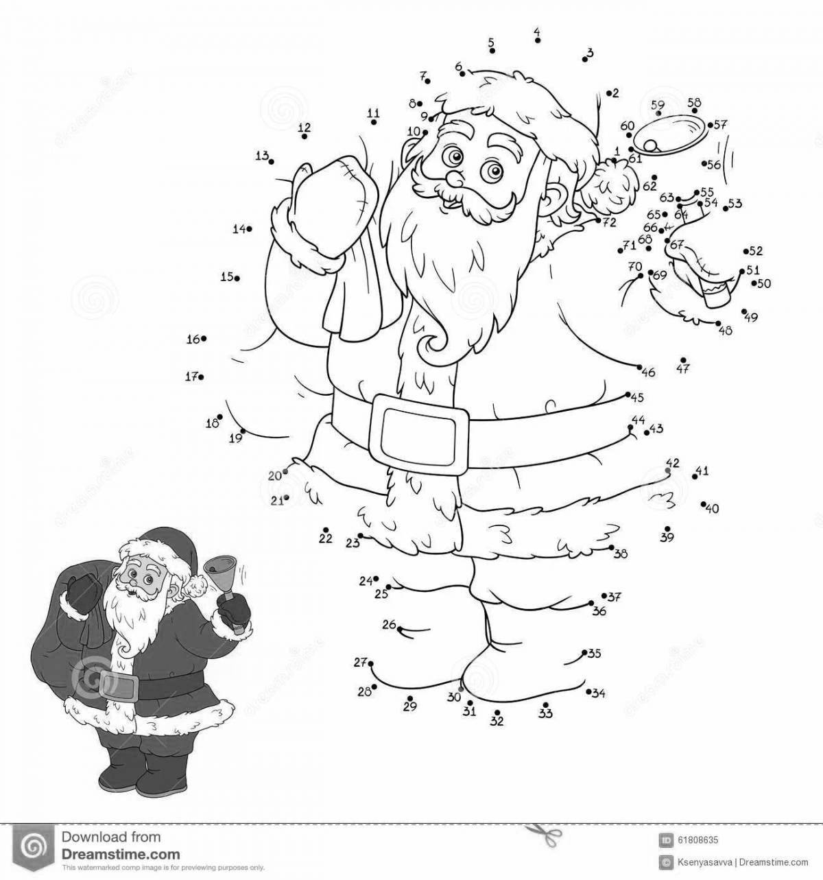 Joyful santa claus coloring by numbers