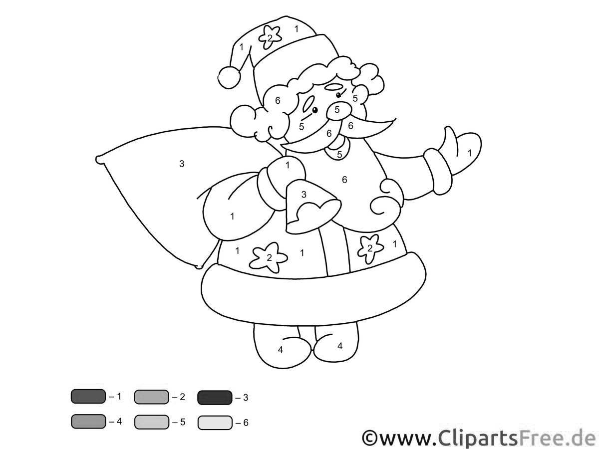 Animated santa claus coloring by numbers