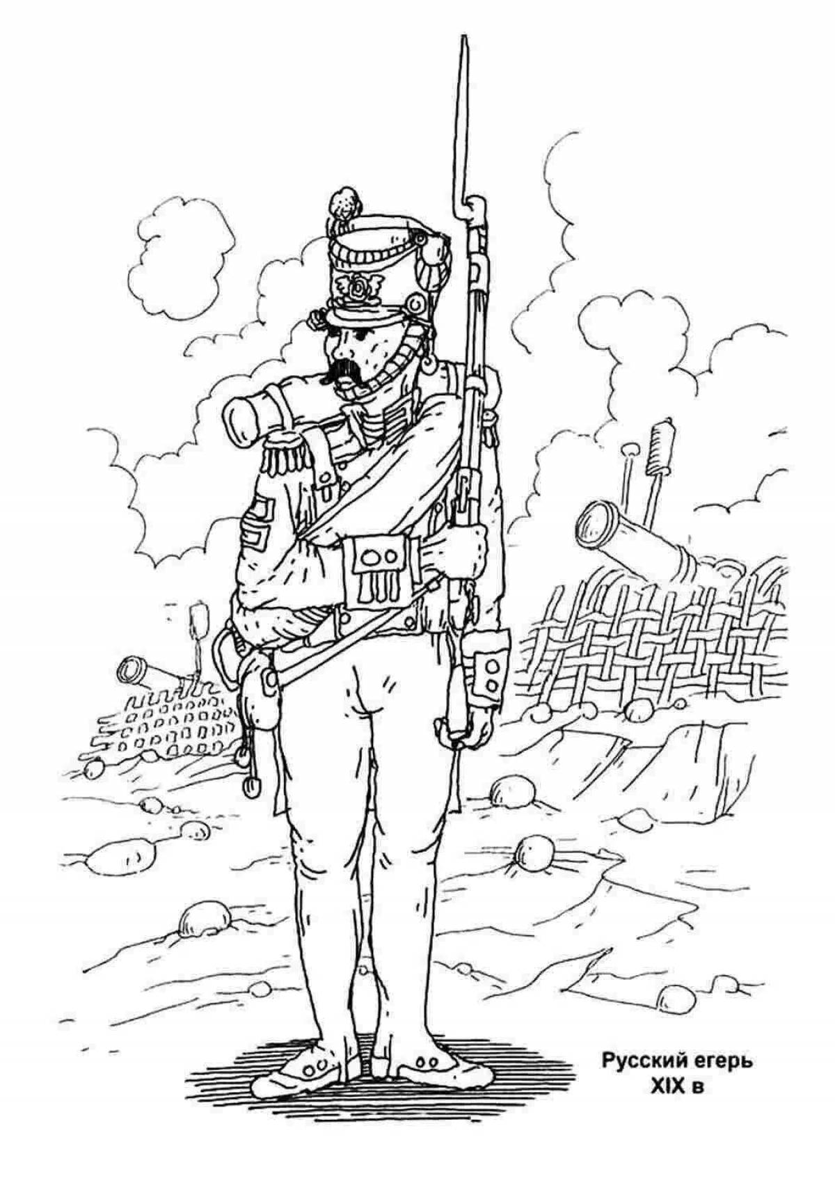Joyful Russian soldier coloring pages for kids