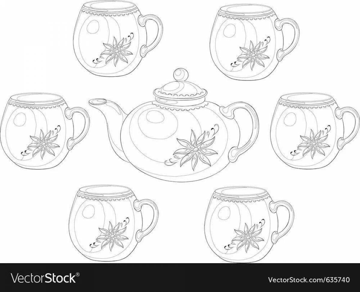 Delightful Gzhel cup coloring for children