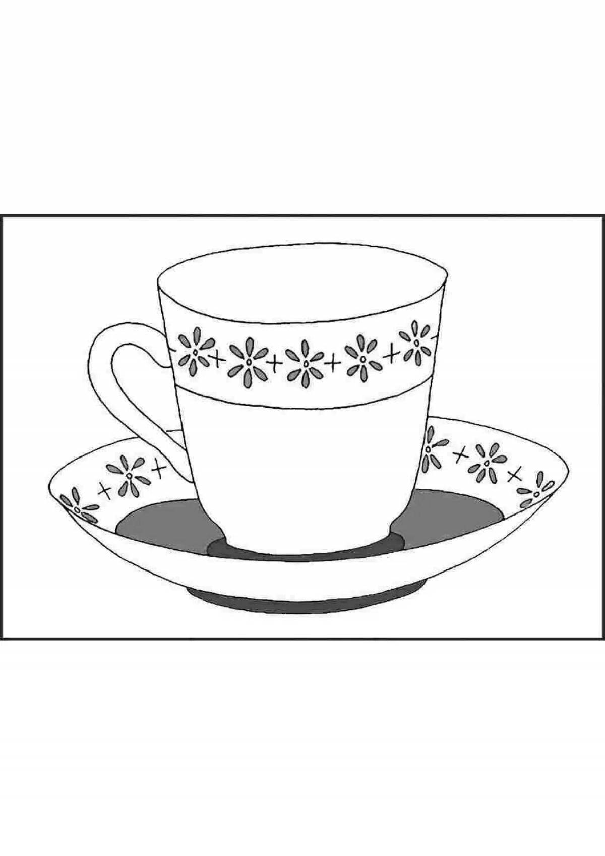 Comforting cup Gzhel coloring book for children
