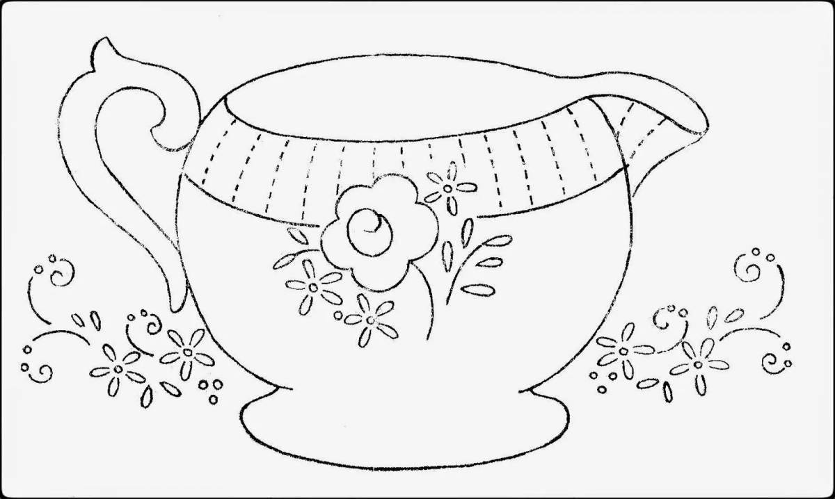Cozy cup gzhel coloring book for kids