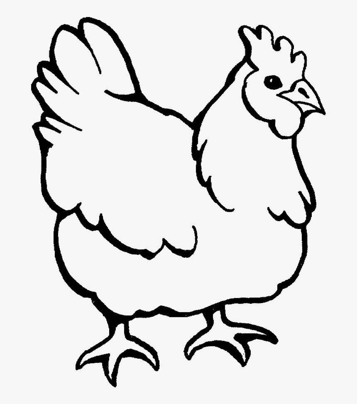Очаровательный рисунок курицы для детей