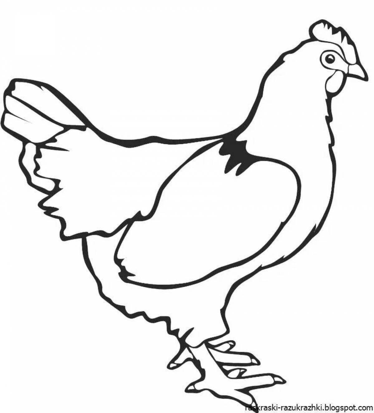 Яркий рисунок курицы для детей